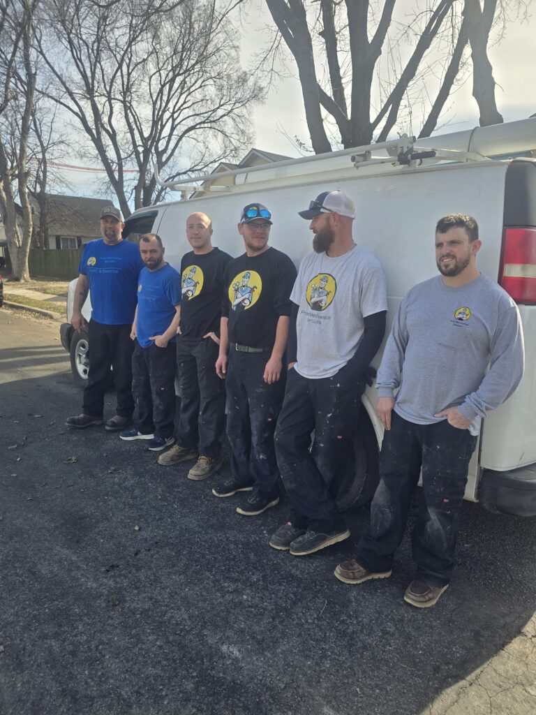 Team members against truck
